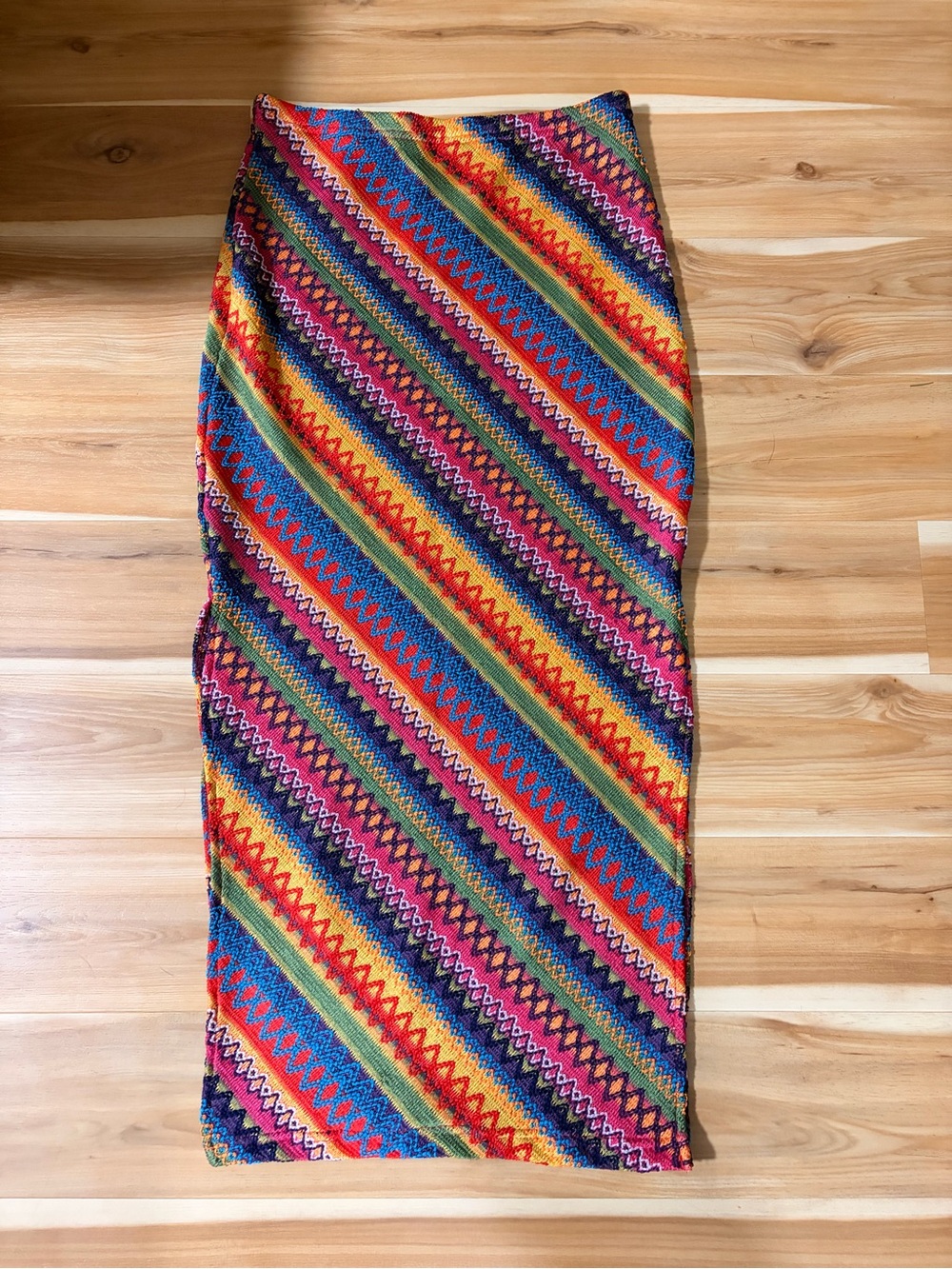 SHEIN Multicolor Diagonal Stripe Knit Pencil Skirt